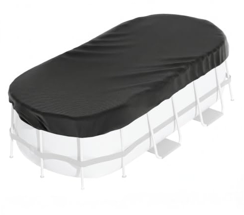 Cubierta para Piscina, Cubiertas para Piscinas elevadas, Impermeable, a Prueba de Polvo, Lona de Tela Oxford 210d para jardín, césped, Negro, 7 x 13 pies.