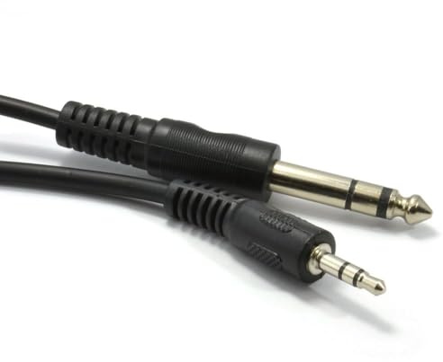 kenable 3.5mm Stereo Jack to 6.35mm Jack Cable Audio Lead for Mixers Amplifiers Speakers Black 5m