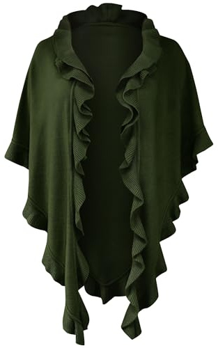 Cape en cachemire - Avec volants - Vert - Taille Unique