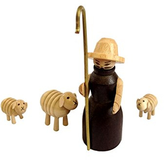 Miniatyrfigur träfigurer schäfer med får höjd = 9 cm ny Seiffen Erzgebirge dekoration träfigurer jul fönstersmycken leksak dekoration julfigur
