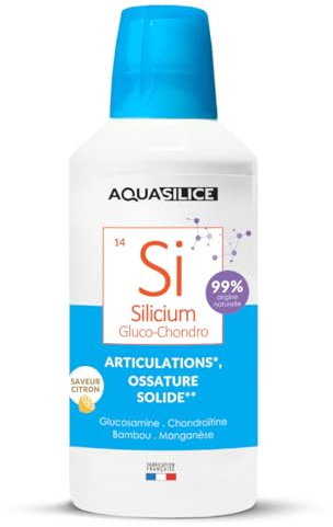 Silicium Glucosamine Chondroïtine - Solution buvable 1L - Enrichi en Bambou & Manganèse - Nettoyage de l'Organisme - Maintien d'une Ossature Solide - Fabriqué en France - Aquasilice