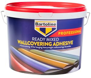 Bartoline Extra Strong Professional Ready Mixed Wallcovering Adhesive 10 kg, Adhesive for Vinyl, Textiles, Hessians and Polystyrene Tiles, Easy to Apply, High Initial Tack, Smooth Finish