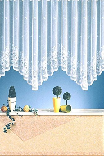 wohnfuehlidee Jacquard-Bogen-Store Lenka, mit Kräuselband, halbtransparent, Farbe weiß Größe HxB 145x500 cm