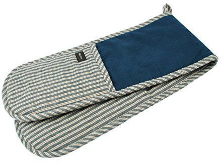 Hampton - Denim and Grey Stripe - Double Oven Glove - 100% Cotton