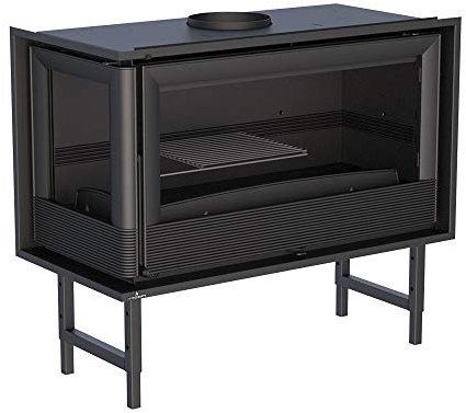BRONPI Estufa de Leña Insertable Modelo PARIS-90 E I - Doble Combustión, Vidrio Limpio, Ventilación Forzada - 17.5kw - 438m3 - 77cm