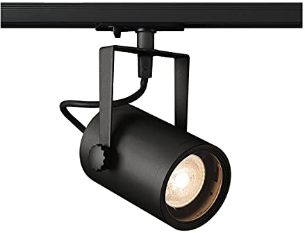 SLV 1001861 triphasé EURO TRACK, spot LED, projecteur plafond, plafonnier, système sur rails, éclairage d'intérieur/GU10 25W noir, Aluminium, 0 W, GU10-Fassung
