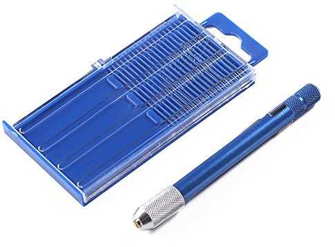 Mini trapano a mano per elettronica, bigiotteria, 0,3 – 1 mm, pratico strumento portatile per foratura durevole, micro modello, super sottile, con 20 punte per trapano (blu)