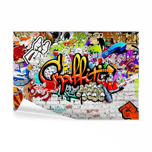 decomonkey Papier Peint Panoramique Graffiti Jeunesse 350x256 cm | Décoration murale moderne, Tapisserie décorative pour chambre salon, Artistique graffiti coloré urbain mural adolescent