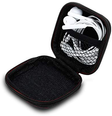 Cadorabo Kopfhörer Aufbewahrungsbox in SCHWARZ – Eckige Robuste Tasche aus formstabilem Stoff mit Netzfach und Reißverschluss für Headset, In-Ear Headphone etc. – Case Cover Schutz Hülle Etui