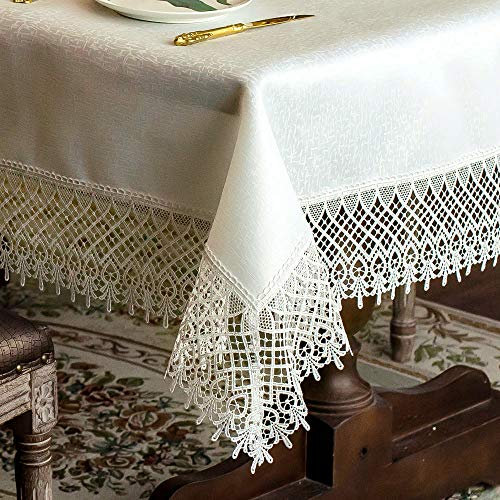 ARTABLE Spitzentischdecken rechteckig Herbst Antik Blume Dekor Makramee Tischdecke für Outdoor Bauernhaus Rustikale Küche Party Geburtstag Picknick (Elfenbein-2, 152,4 x 277,7 cm)