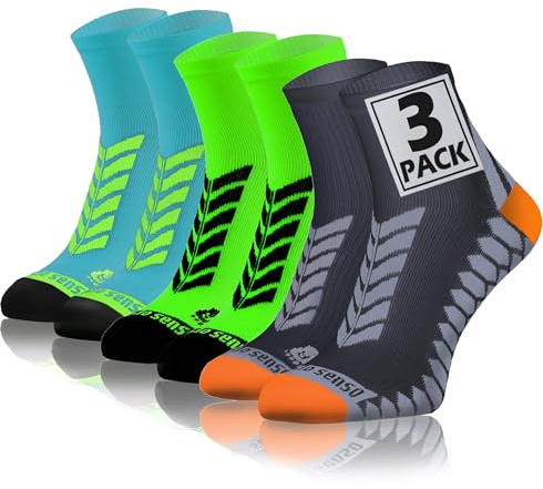 sesto senso Chaussettes Sport de Course Colorées Femme Homme Lot de 3 Paires Graphite Gris néon Turquoise 39-42 3 Pack Vert