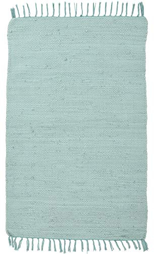Theko | Dhurry Teppich aus 100% Baumwolle Flachgewebe Teppich Happy Cotton | handgewebt | Farbe: Mint | 120x180 cm