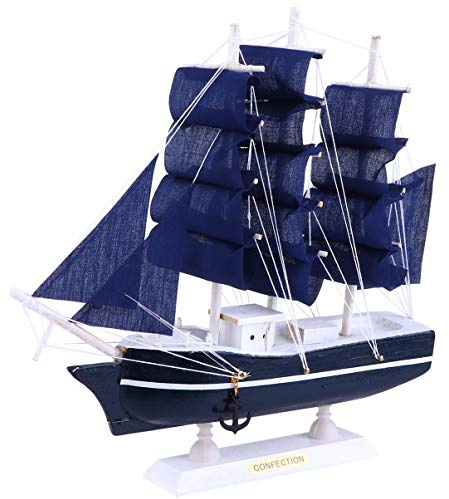 VOSAREA 24Cm Segelboot Modell Holz Segelschiff Modell Nautische Ornament Mediterrane Dekorationen für Geschenke Home Office