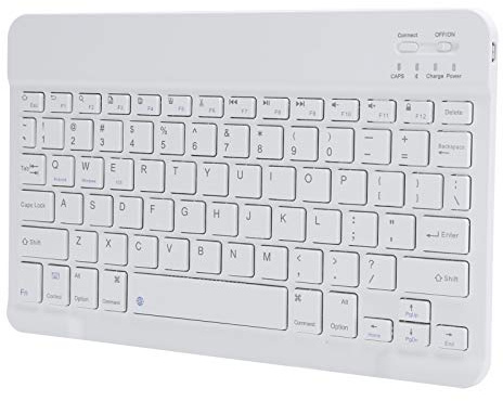 Goshyda Tastiera Bluetooth, HB030 Tastiera Bluetooth 3.0 Portatile Ultrasottile Micro USB da 13 Pollici e 78 Tasti, per Laptop, Tablet, per Air / 5, Bianca