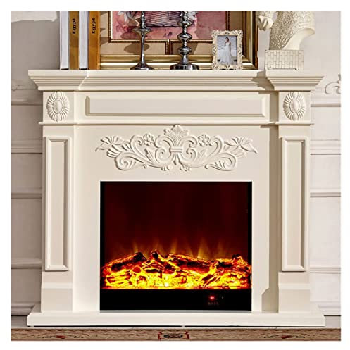 YUHUAWF fireplace Electric Fireplace Insert Firebox Decorative Fireplace Chimneypiece Wood Mantel LED Optical Flame electric fireplace (Color : White with heater)