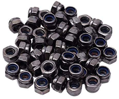 Écrou de Blocage Autobloquant Basse Standard - Écrou de Sécurité Hexagonal en Acier Carbone (50Pcs, M4)