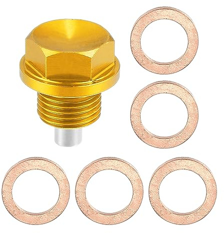 X AUTOHAUX Magnetische Ölablassschraube M16x1,5 1 Stück Aluminium | Schwarz, Für Motorölwanne, Inklusive 5 Dichtungen, Einfache Montage, Wiederverwendbar