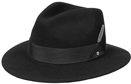 Stetson Chapeau en Laine Vencaster Traveller Femme/Homme - Outdoor de Feutre Pluie avec Ruban Gros Grain Hiver Printemps-ete - XL (60-61 cm) Noir