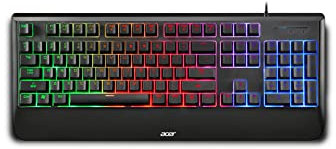 Acer COSMA-GK1300 Gaming-Tastatur, kabelgebunden, halbmechanisch, italienisches Layout, RGB-LED-Hintergrundbeleuchtung, integrierte Handgelenkauflage, 105 Tasten, 25 Anti-Ghosting-Tasten, 1,7 m langes