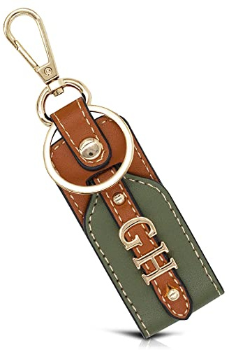 Dolphin Line Personalisierter Schlüsselanhänger aus Leder – Mit Wunsch-Initialen graviert – Geschenk für Damen & Herren – Chrom Anthrazit – Hochwertig & Elegant