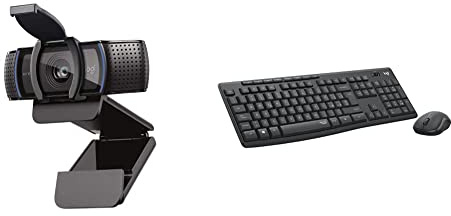 Logitech C920S HD Pro Webcam, Videochiamata Full HD 1080p/30fps, Audio Stereo ‎Chiaro & MK295 Kit Mouse e Tastiera Wireless – Tecnologia SilentTouch, Tastierino Numerico