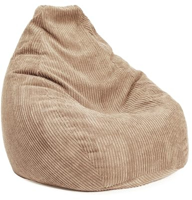 Lumaland Gaming saccosäck XXL av snöre | gamingfåtölj för vuxna och tonåringar | Bekväm saccosäck 135 x 100 cm [beige