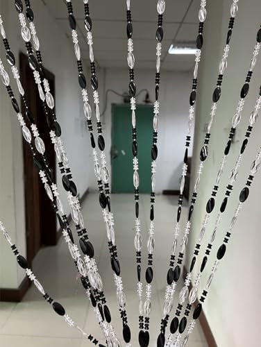 ZiDeTang Acrylic Beaded Door Curtain Décor Tassel Room Divider Curtain (Black, 100cm by 195cm)