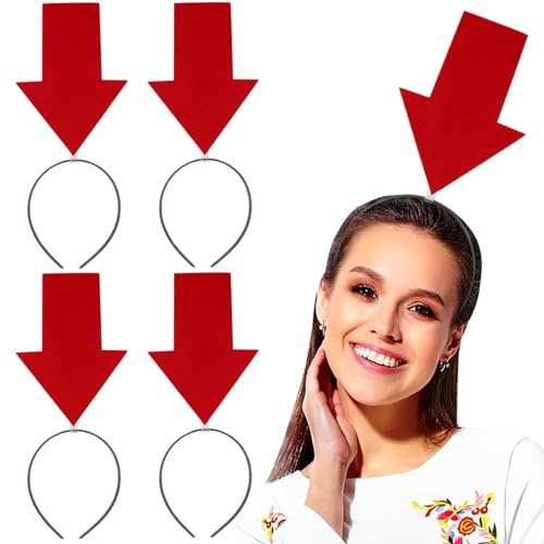 Ipetboom Haarschmuck 4 Stück Rote Pfeil Stirnbänder Einheitsgröße 32X14Cm Lustige Accessoires Für Halloween Weihnachtsdeko Kinderparty Kostümzubehör