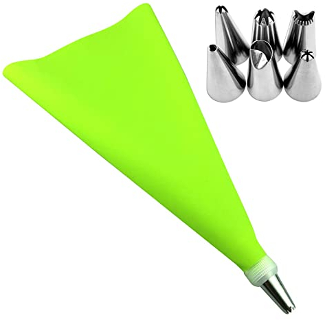 Punte portatili per decorare torte, Punte per tubazioni in acciaio inossidabile, Sacchetti per glassa-Sacchetti in silicone riutilizzabili, Forniture per decorazioni Kit di decorazione, Punte per glas