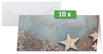 Sigel Premium Weihnachtskarten Glamorous Christmas DIN lang 10 Stück | DS099, Mit Umschlägen aus nachhaltigem Papier zum Bedrucken