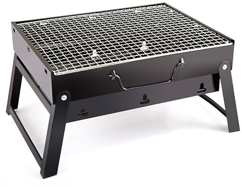 Foldable and Portable Stainless Steel BBQ - Spacious Cooking Area - Outdoor, Picnics, Camping, Travel - Tabletop Charcoal Barbecue Spacious Cooking Area