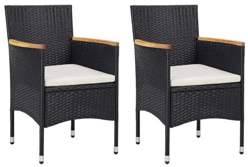 Rantry Garten-Essstühle 2 STK. Poly Rattan Schwarz Gartenmöbel Model46181