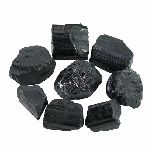 Nvzi Raw Black Tourmaline Crystals Bulk, Edelsteine Heilsteine, Mineralien Steine, Heilsteine Kristalle Steine Set, Chakra Steine(454g)