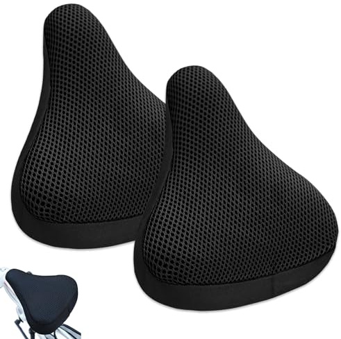 Fahrradsattelbezug, Atmungsaktiver Gepolsterter Sitzbezug 2 Stück, Fahrrad Sattelbezug, Fahrradsattelbezug Gepolstert, Fahrradzubehör für Meisten Fahrräder wie Rennrad, Mountainbike, Schwarz