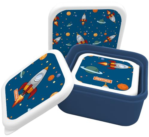 NERTHUS FIH 1328 Fiambreras Apilables para Niños, Set de 3 Contenedores Infantiles sin BPA