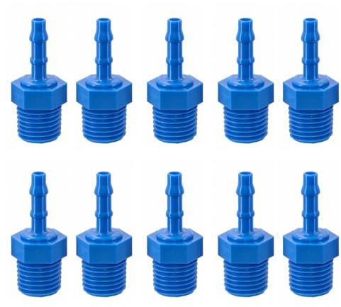 Schlauchverschraubung aus Nylon Außengewinde 1/4 BSPT Ø 4 mm, Packung mit 10 Stück, blau - AWSPLASTIC 1404PAB