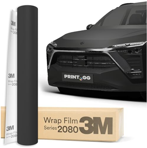 PRINT.GG Auto Folie 3M 2080 Black Matt M12, 152 x 40 cm | Selbstklebende Car Wrapping Folie | Robuste Lackschutzfolie für Auto, Motorrad, Boot | Autofolie mit Exzellenter Haftung