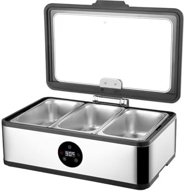 Electric Food Warmers for Parties with Glass Cover Temperature Adjustable Buffet Servers and Warmers for Party, Banquet(13.5L 1/3 Size)