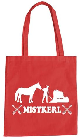 Mistkerl Baumwolltasche - Bauer Landwirt Mistgabel Misthaufen Pferd Rot