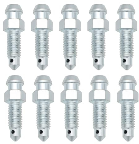 ECSiNG Metrischer Bremssattel-Entlüftungsnippel M6 x 1 mm, Gesamtlänge 27,2 mm, Sechskant-Untergewinde, Gesamtlänge 10 mm, zur Vermeidung von Bremsflüssigkeitslecks