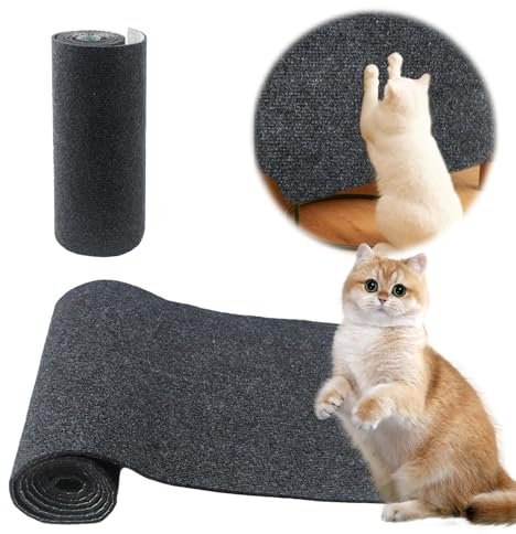 Selbstklebend Kratzmatte Katze, Kratzteppich Katzen Kratzmatte Wand Kratzschutz, DIY Trimmbarer Climbing Cat Scratcher, kratzschutz Sofa Katze,für Schützt Teppiche Sofa Möbelschutz,40*200CM,Dunkelgrau