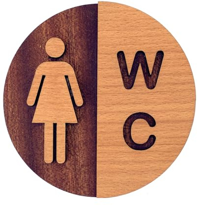 Becral 838 Panneau WC pour femme en bois naturel Motif minimaliste pour portes de toilettes féminines 12 cm