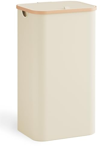 YOUDENOVA Laundry Basket with Lid, 100-Litre Large Washing Baskets for Laundry with Laundry Bag, Collapsible Laundry Hamper with Plastic Handles, Laundry Bin for Bedroom, Bathroom, (Beige)