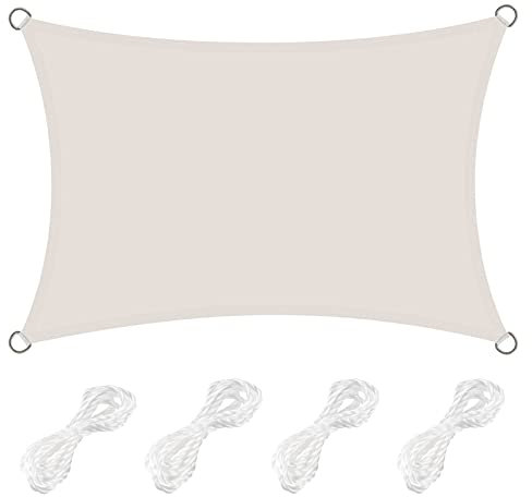 Vela parasole impermeabile per giardino, con blocco UV, baldacchino quadrato/rettangolare, per patio, tende da sole, vasca idromassaggio, riparo all'aperto, vela ombreggiante con 4 corde (4 x 5 m,