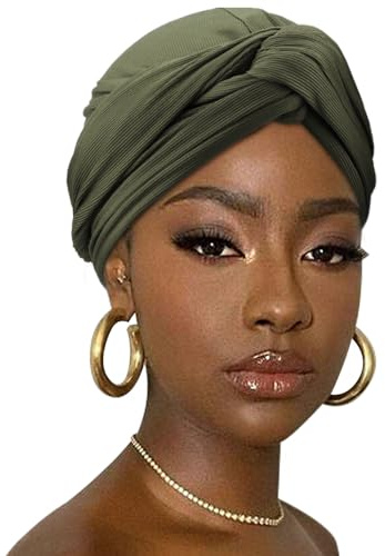 DRESHOW Hårinpackning för Kvinnor Ribbad Mjuk Turban Stretch Jersey Huvudduk Andningsaktiv Lättvikts Turban