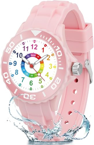 GUUMUXIN Armbanduhr Kinder von Jungen und Mädchen，Analoguhr mit Silikonarmband, 30M Wasserdicht, Kinderuhr zum Zeitlernen, Geeignet für Kinder im Alter von 5-16 Jahren