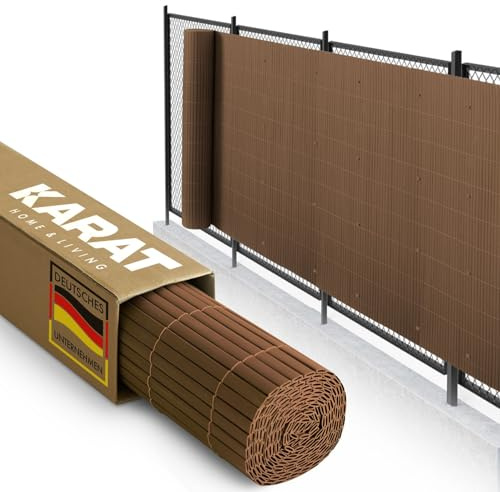 KARAT PVC Sichtschutz für Garten, Balkon, Terrasse - 100x300 cm Braun - Balkonsichtschutz, Sichtschutzmatte wetterfest, Zaun als Balkonverkleidung, Poolumrandung und Windschutz - Gartenzaun
