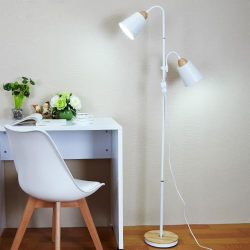 Doppelt verstellbare Stehlampe, weiß, minimalistische Stehlampen, hohe Lampen zum Lesen und Lernen, dekorative vertikale Lampe für das Wohnzimmer, moderne Stehlampen, Innenmastleuchte für das Wohnzimm