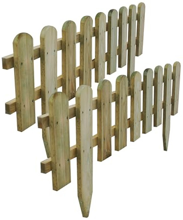 Wooden Border Picket Fence Panels Freestanding Decorative Garden Fencing Treated Composite Garden Edging Border Panels No Dig Picket Fence Edging Natural Wood Gardenedging for Lawn Backyard (2)