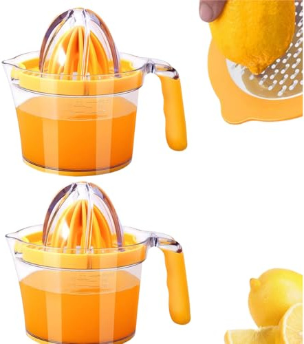 Lemon Orange Juicer Manual Hand Squeezer- Premium Citrus Fruit Juicer with Non-Slip Handle, Heavy Duty Stainless Steel Press, Easy to Use and Clean Kitchen Essential (2 sets)